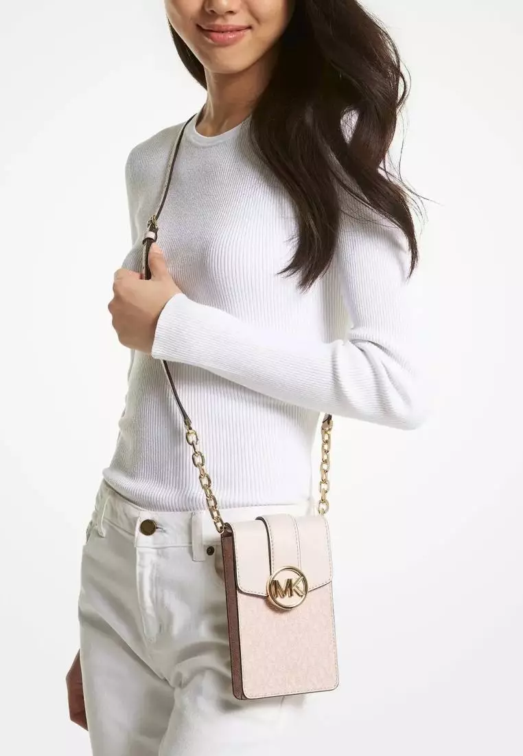 Small saffiano leather smartphone crossbody bag hot sale