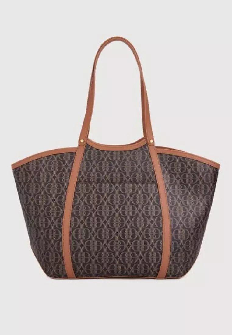 La Luna Monogram Oversized Tote Bag Brown Caramel