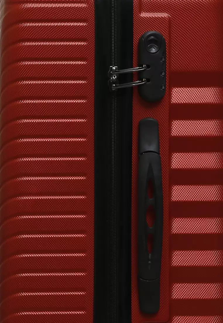 Isvara Tas Koper Hardcase Fiber One Set Unisex Large Compartment Suitcase Code Lock System Material ABS+PVC Coated ORIGINAL - Red