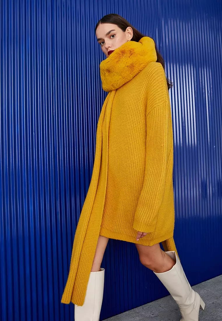 Yellow turtleneck dress cheap