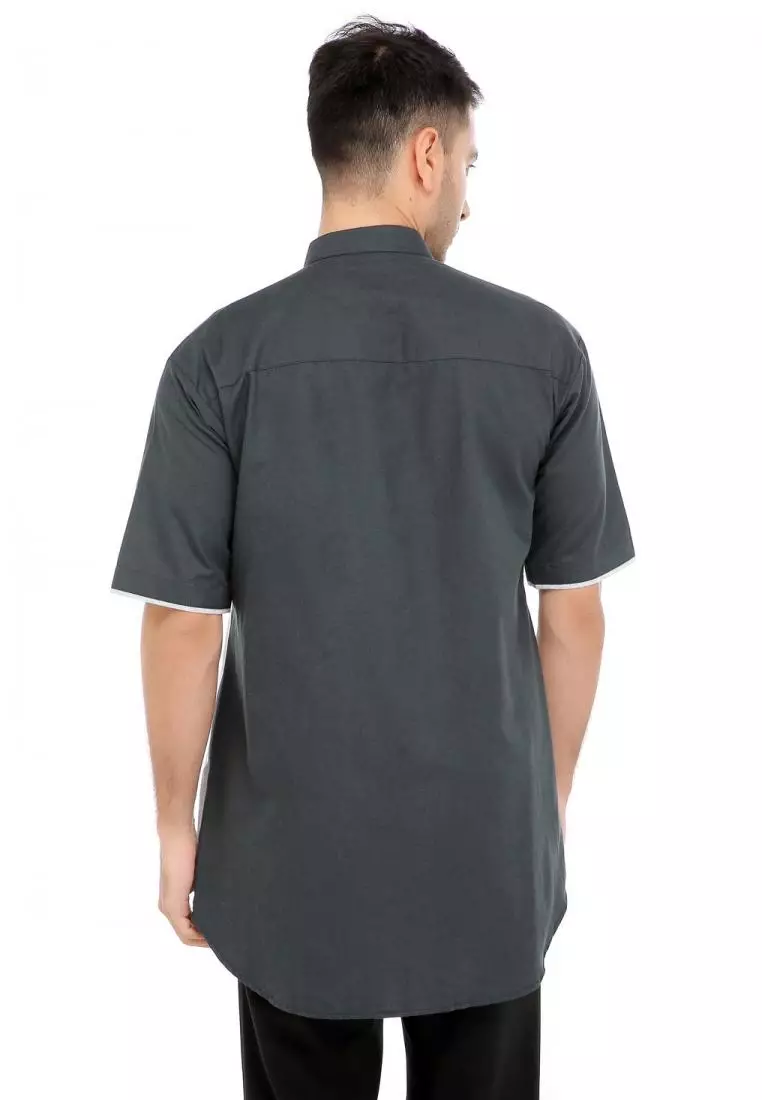 Baju Koko Gamis Muslim Pria Gibran - Hitam