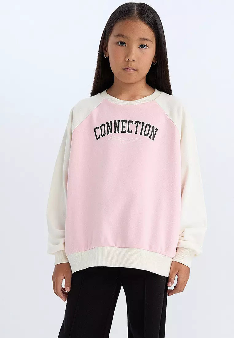 Relax Fit Crew Neck Text Printed Sweatshirt