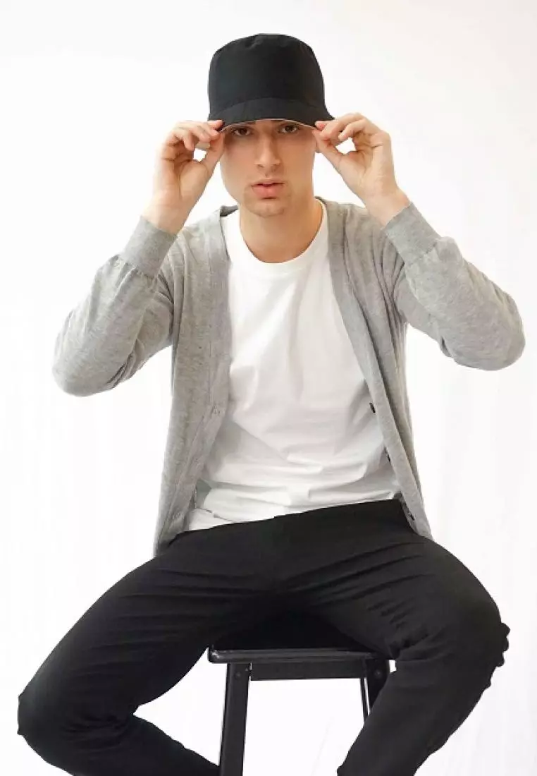 Houseofcuff Bucket Hat Topi Polos Bolak balik Hitam - Cream