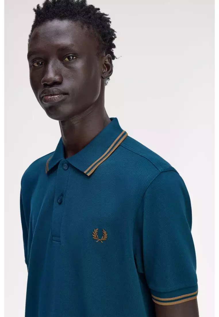 Fred Perry M3600 Twin Tipped Fred Perry Shirt (Dark Petrol / Shaded Stone / Shaded Stone)