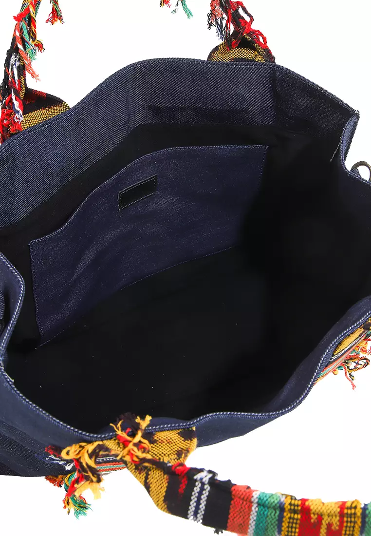 Gayatri Totebag - Tas Wanita Denim Kombinasi Tenun Etnik - Handmade Lokal Premium