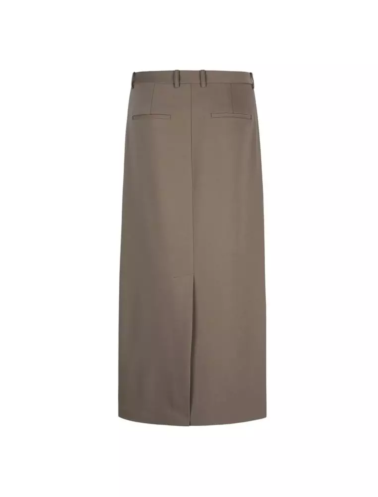 Straight Cut Wool Ultra Long Waist Skirt
