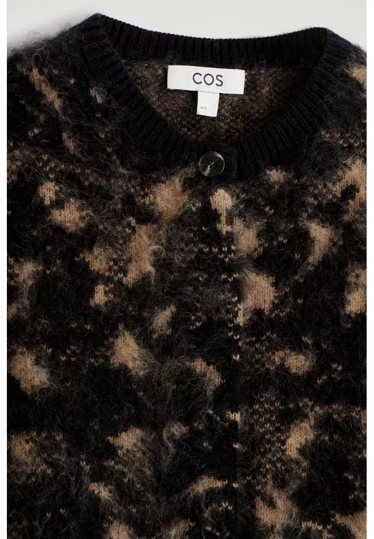 ANIMAL-JACQUARD MERINO WOOL CARDIGAN