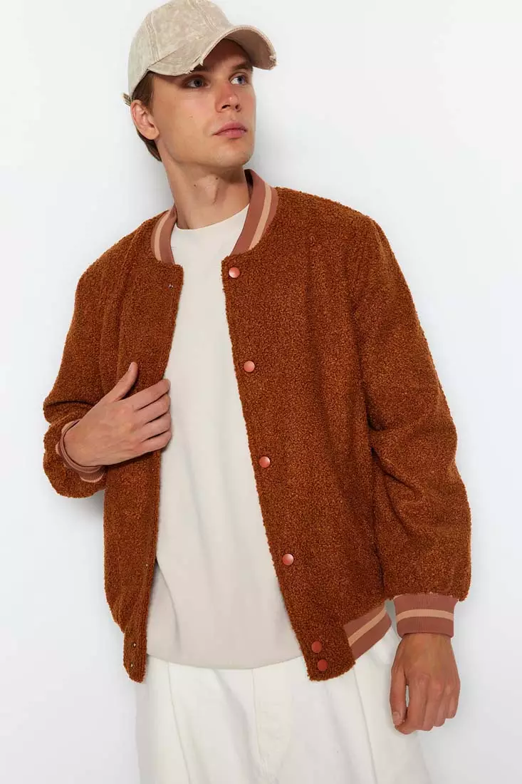 Buy Trendyol Camel Men Bomber Boucle College Coat 2024 Online