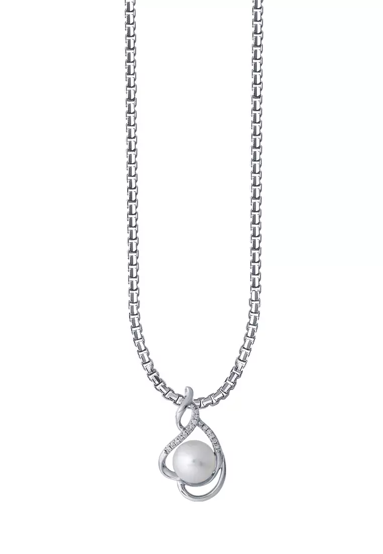 TOMEI Pearl Pendant, White Gold 375