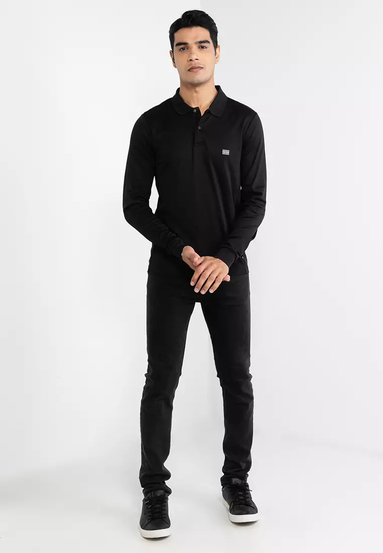 tommy hilfiger black long sleeve polo