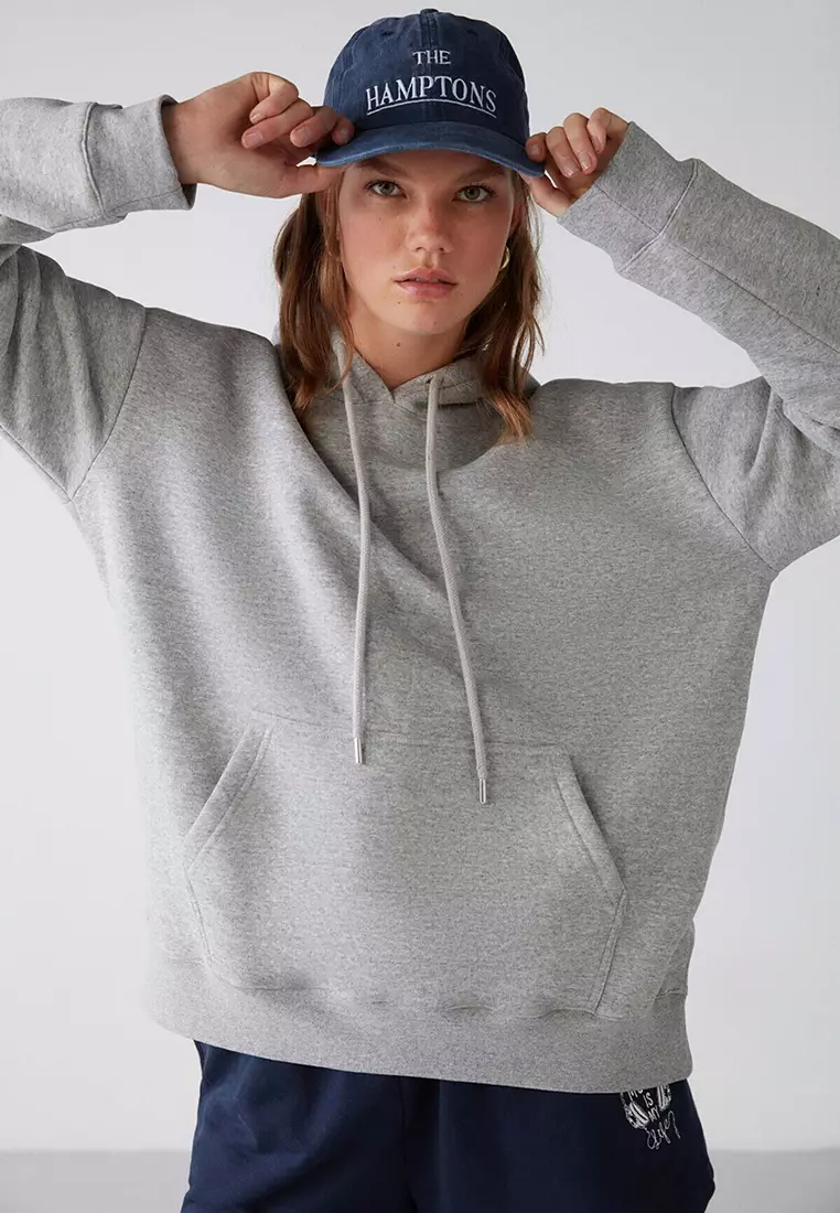 Adel Relaxed Fit Knitted Kangaroo Pocket Hoodie
