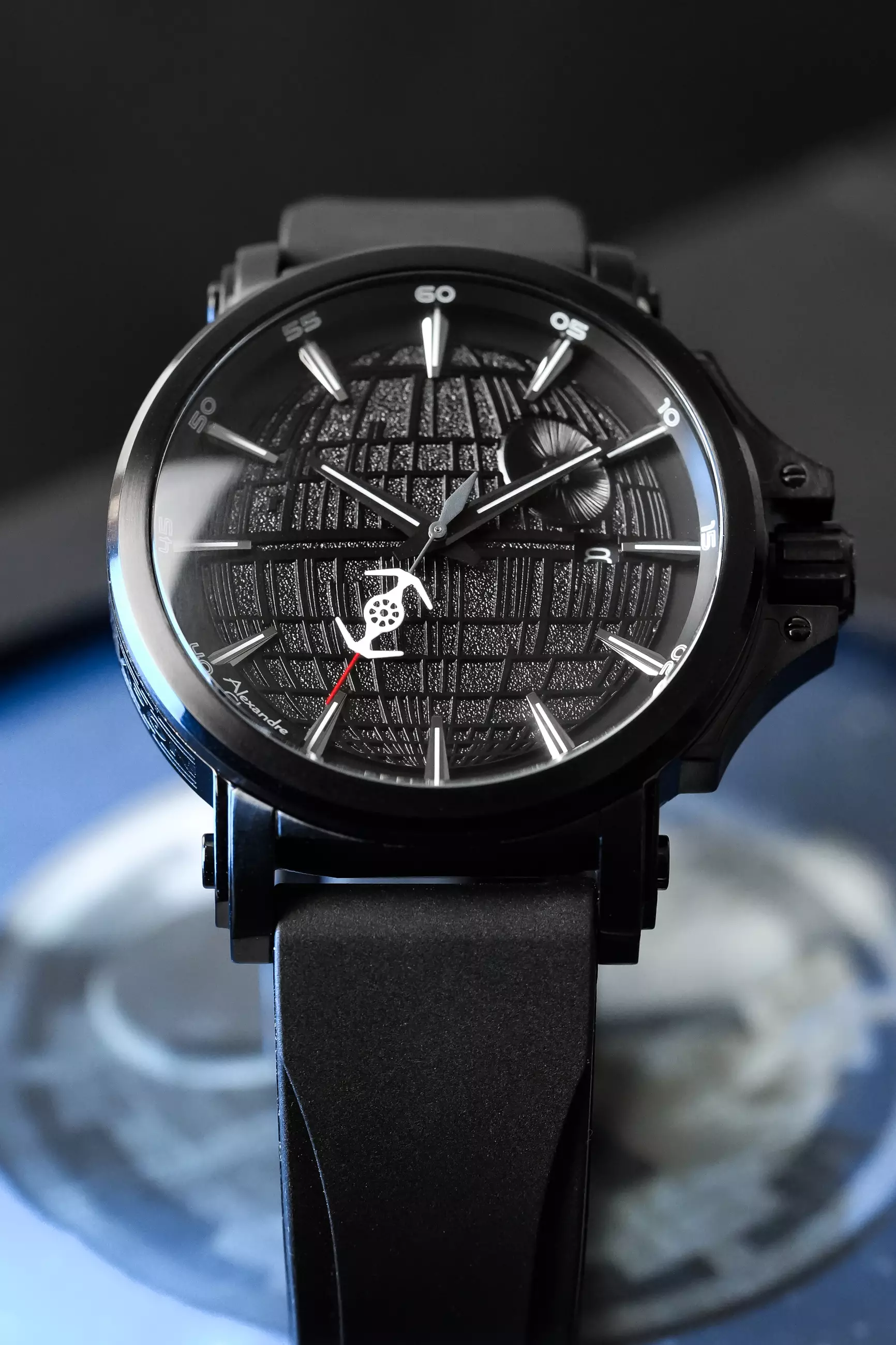 Jam Tangan Pria Alexandre Christie X Star Wars AC 9205 MA RDS-1 Darth Star Edition Black Rubber Limited Edition