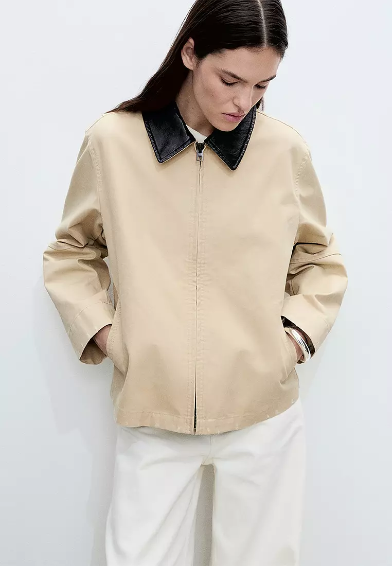 Cotton Jacket With Contrasting Collar