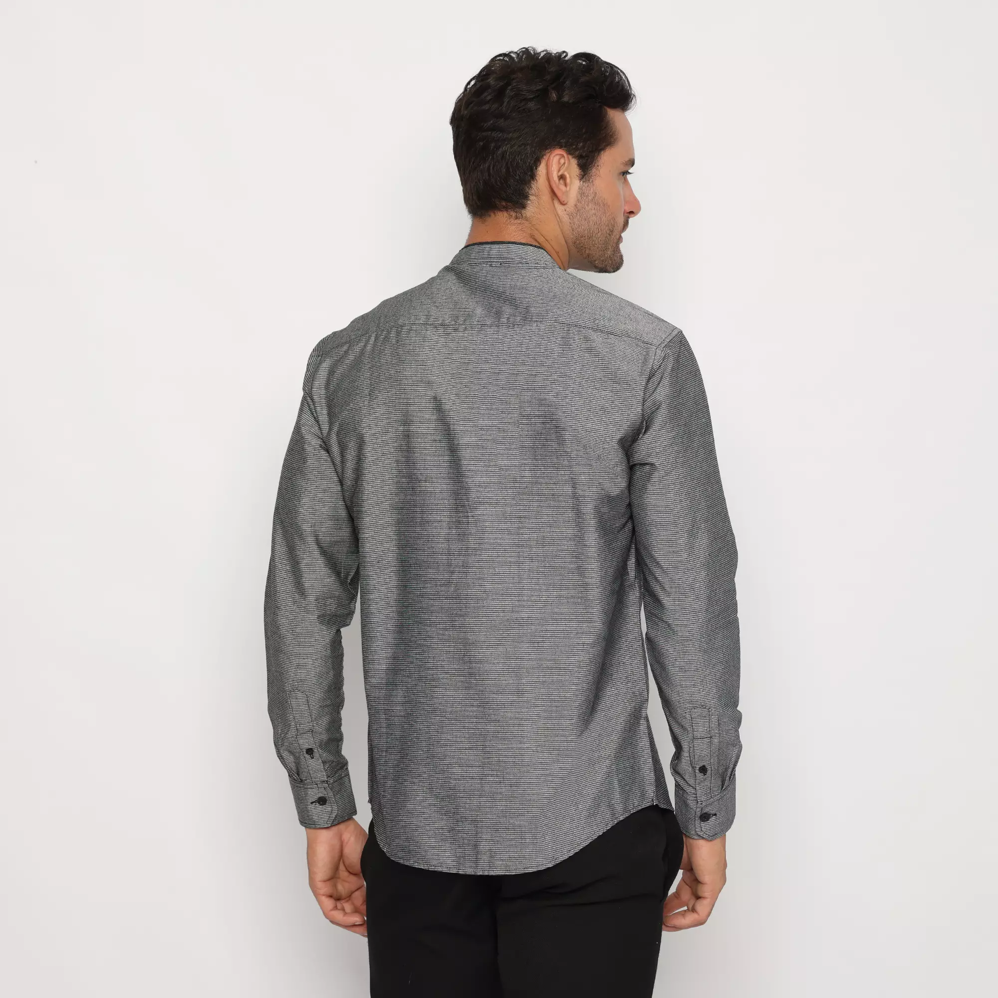 Platini Kemeja Koko Pria Lengan Panjang Katun Hitam 961166