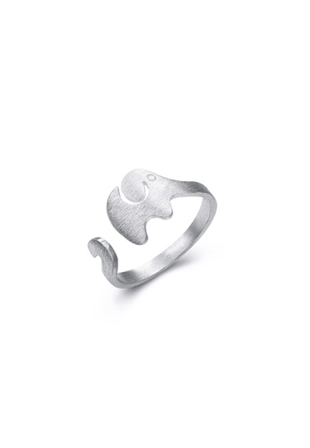 ZITIQUE silver Women's Minimalist Elephant Open Ring - Silver 646BCAC6BA67D0GS_1