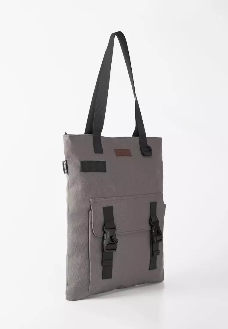 Tas Tote Bag Wanita Bahan Kanvas Penutup Resleting Yarra Series - Abu
