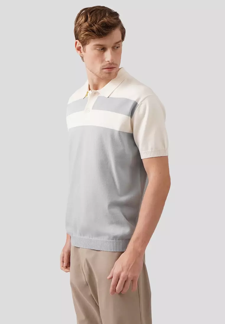 Regular Fit Color-Block Polo Shirt In Flat Knit