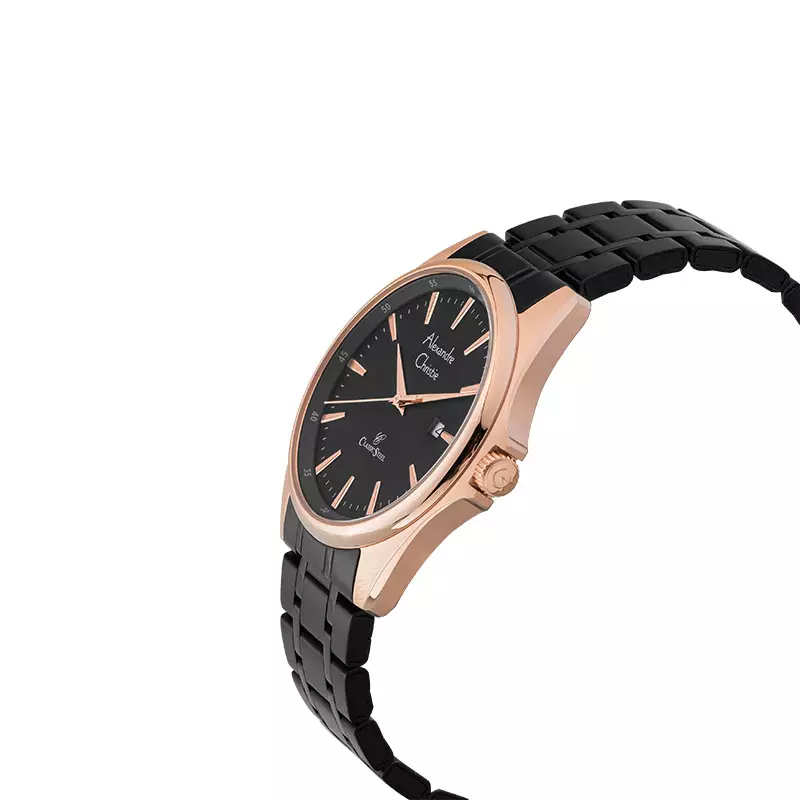 Jam Tangan Pria Alexandre Christie Classic Steel AC 8661 MD BBRBA Men Black Dial Black Stainless Steel Strap