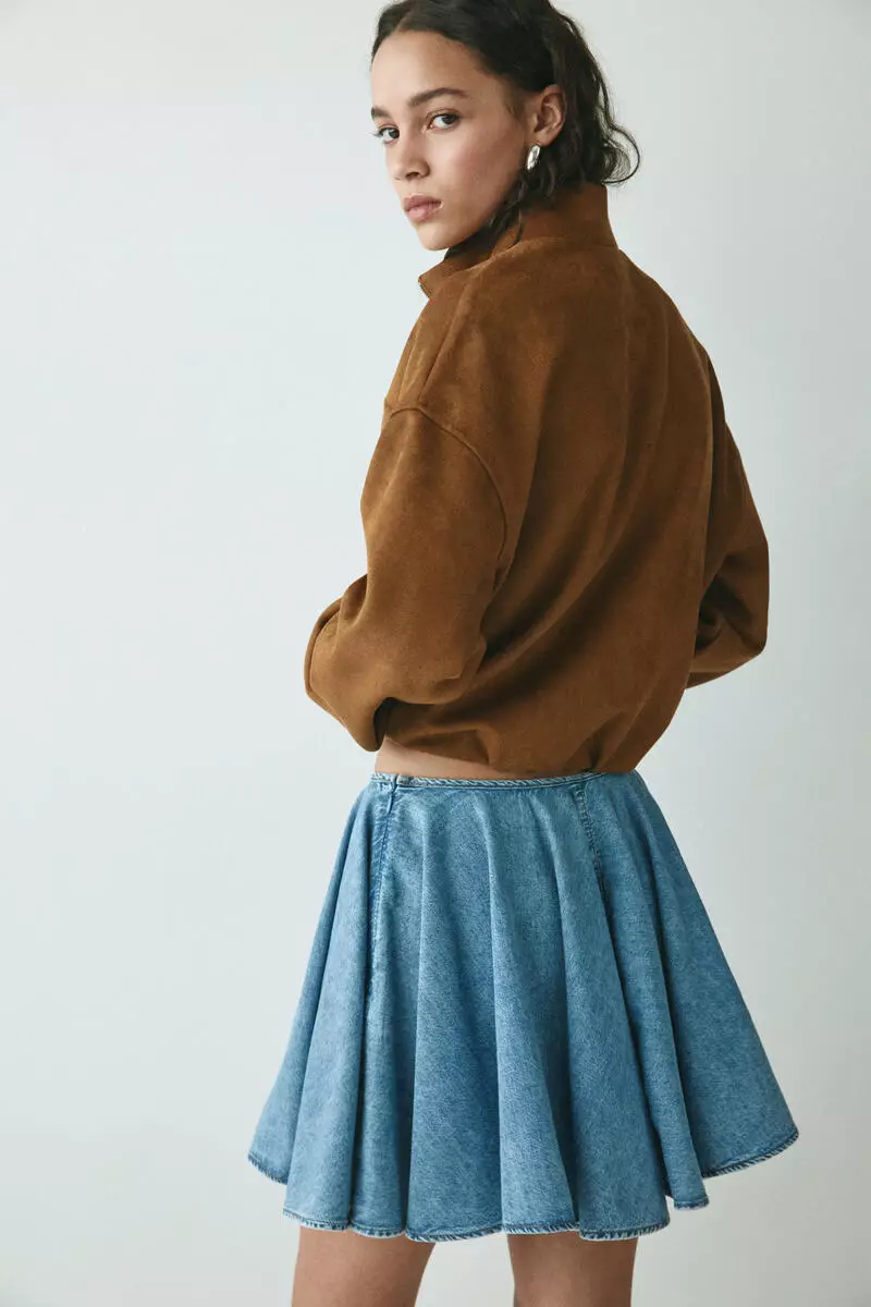 Flared denim skirt