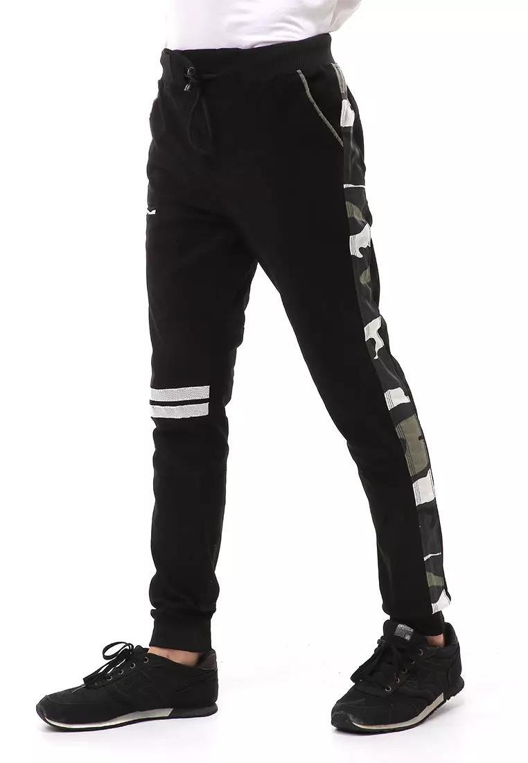 Locko Long Pants Celana Jogger Pria Long Side List Army Material Cotton Twill ORIGINAL - Black