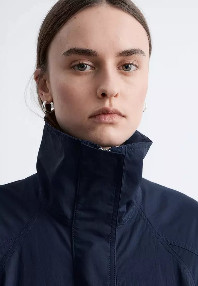 Stand-Collar Drawstring Jacket