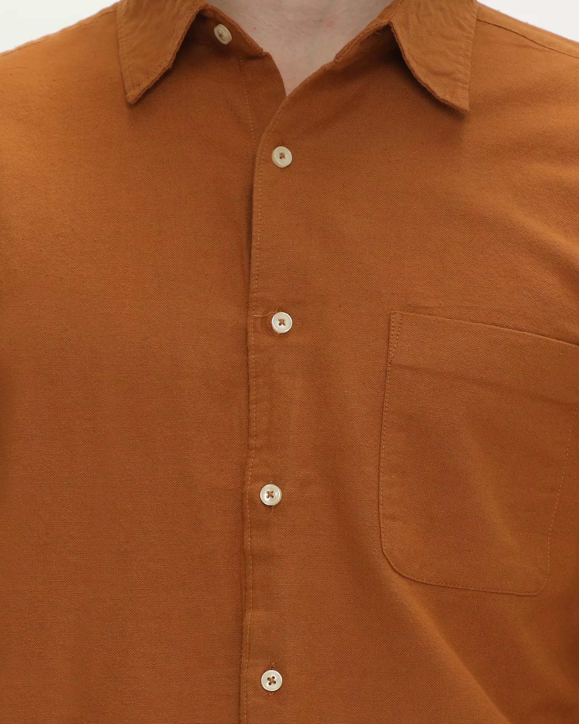 Larusso Malibu & Cabana - Basic Rami Shirt Long Sleeve - Orange Brick