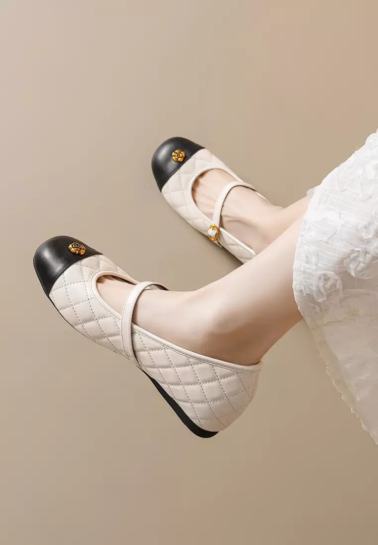 Camellia Quilted Mary Jane Shoes WW350-2