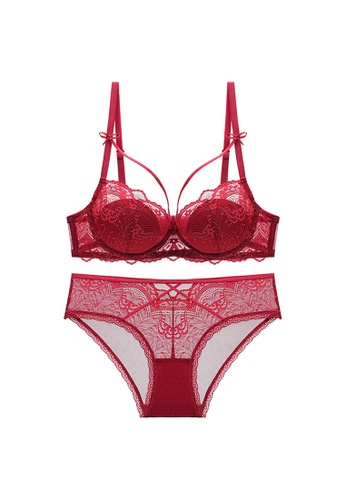 LYCKA red LMM2201-LYCKA Lady Sexy Bra and Panty Lingerie Set-Red D314EUSCD75003GS_1