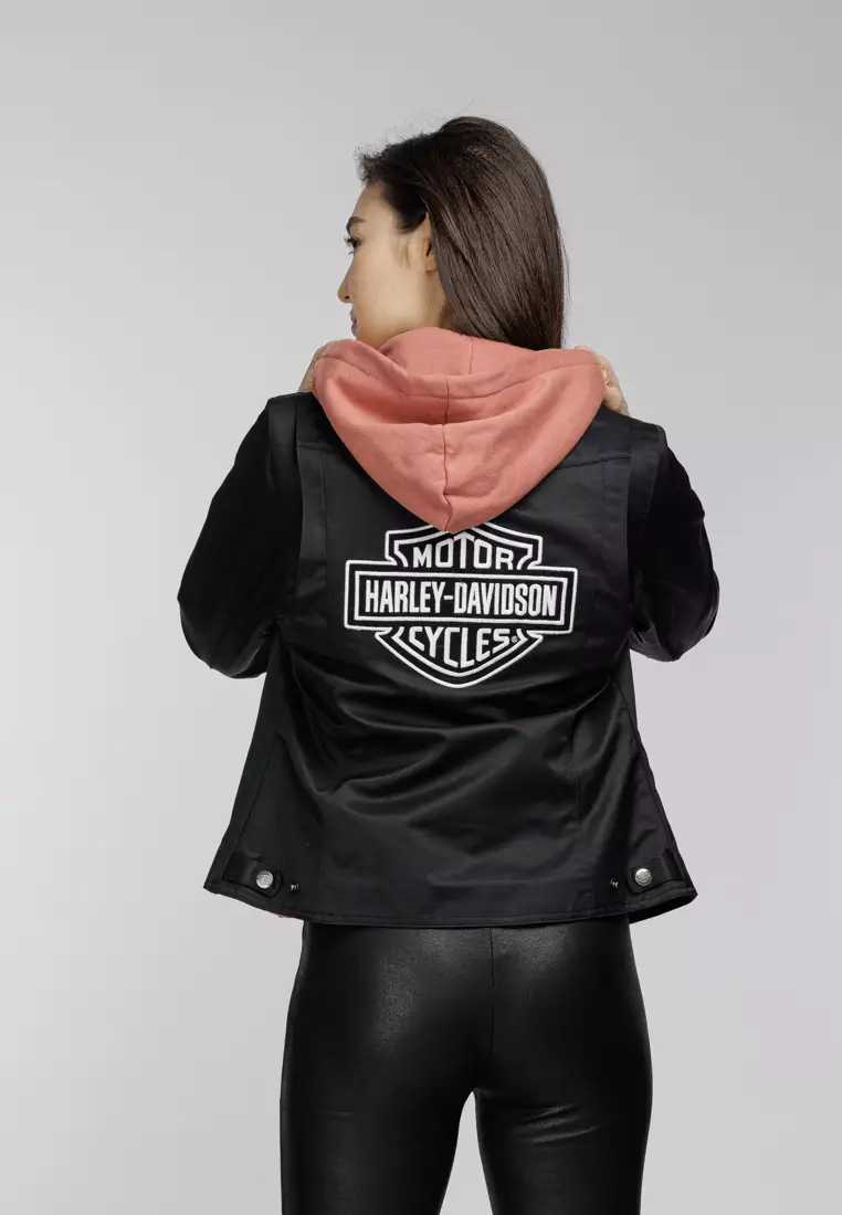 harley davidson leather jacket with hoodie