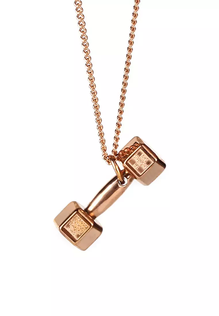 Gold dumbbell hotsell necklace