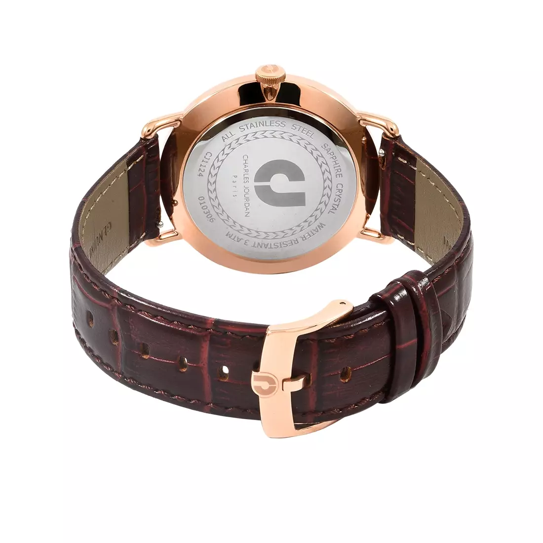 Jam Tangan Pria Charles Jourdan Stardust Quartz Strap Leather Brown CJ1124-1512 Original