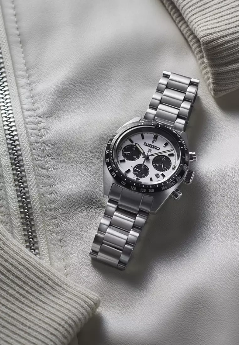 Seiko Prospex Speedtimer 1969 Re-Creation White Dial Stainless Steel Band Chronograph Solar Watch SSC813P1