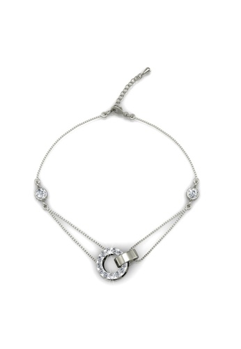 Her Jewellery silver Circle Me Bracelet (White Gold) - Made with premium grade crystals from Austria HE210AC85GFASG_1