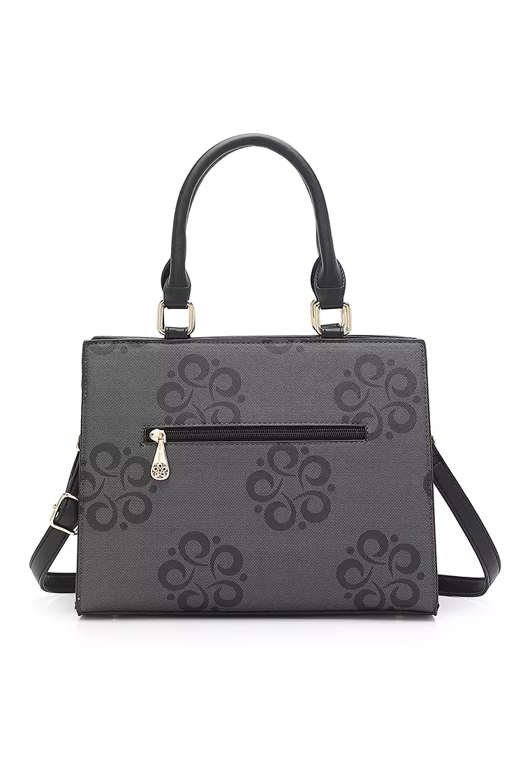 Women's Monogram Top Handle Bag / Sling Bag / Crossbody Bag - Black