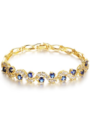 YOUNIQ blue and gold YOUNIQ Blue Crescent CZ 18K Gold Plated Bracelet CB4D6AC8F7E8CBGS_1