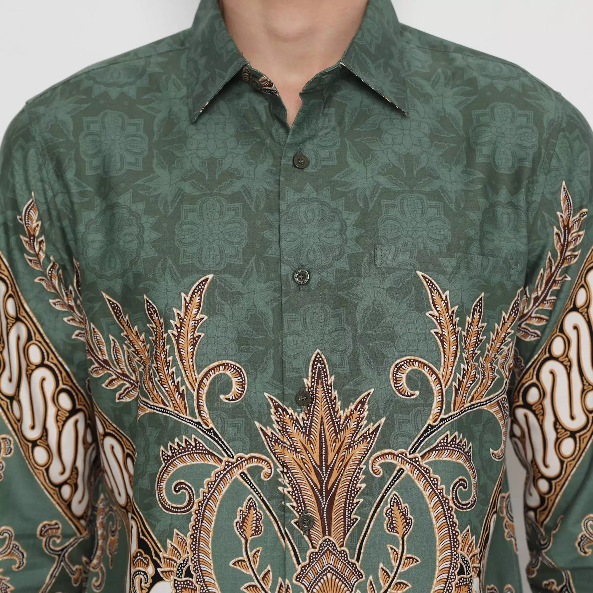 Platini Kemeja Batik Pria Lengan Panjang Katun Hijau 36054