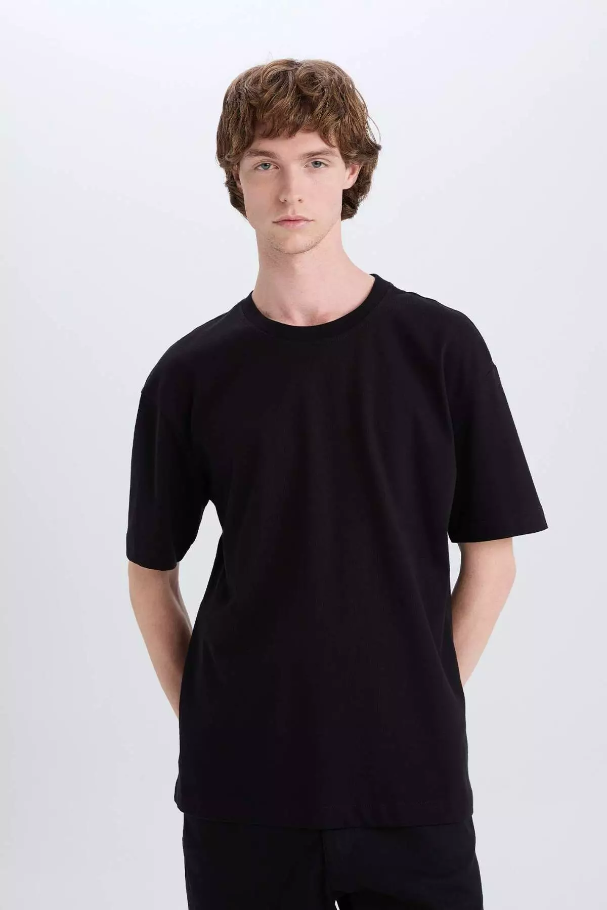 100% 棉 寬鬆闊管圓領基本款淨色短袖T恤 E6885Axns