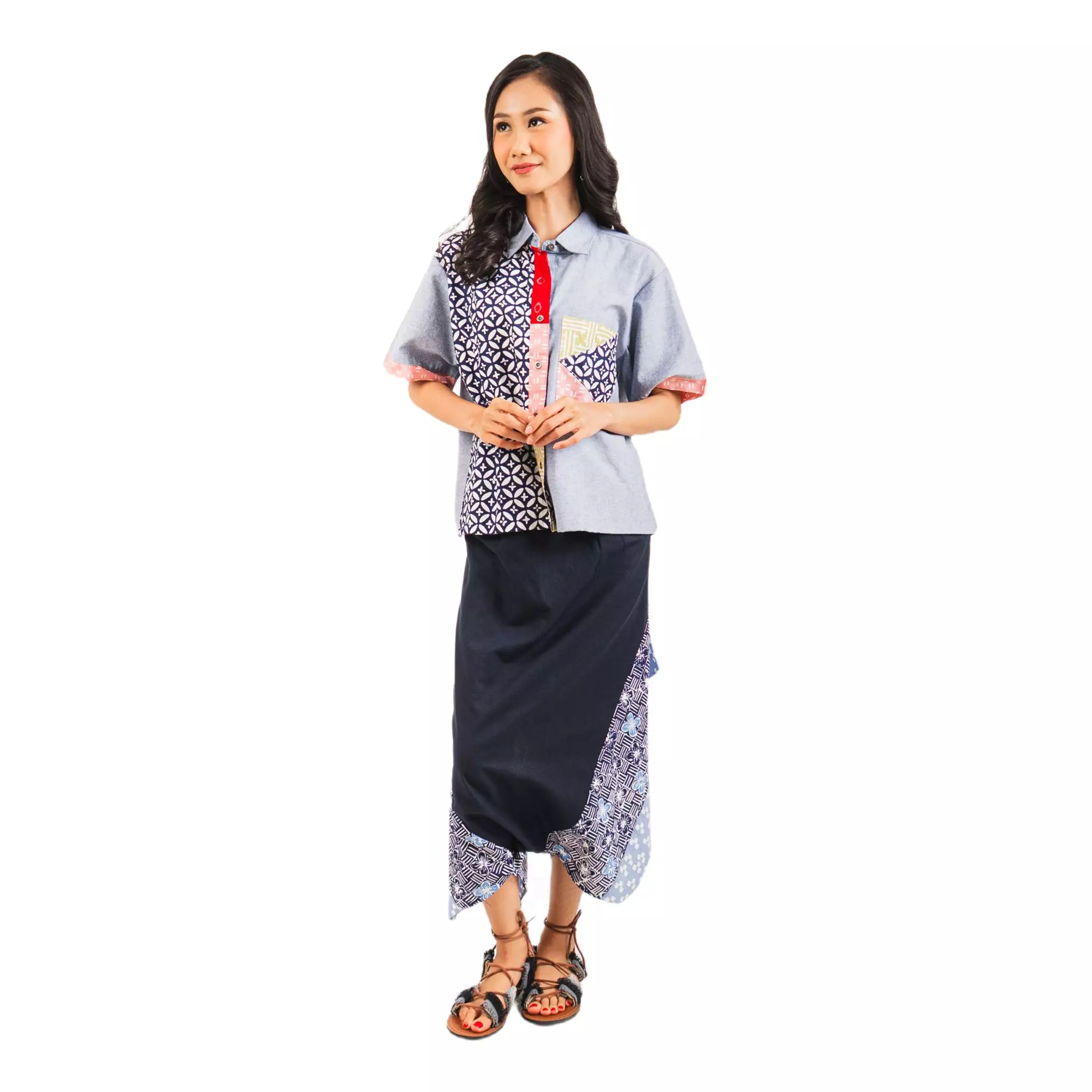 Kemeja Batik Wanita - Bhatara Batik Sassy - Atasan Batik Modern Lengan Pendek