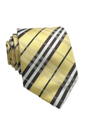 Splice Cufflinks blue Checkerboard Series Yellow Checked Design Polyester Tie SP744AC98ILDSG_1