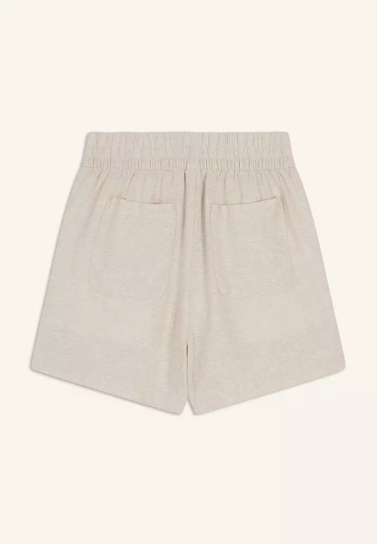 High-Waisted Linen-Blend Pull-On Shorts -- 3.5-inch inseam