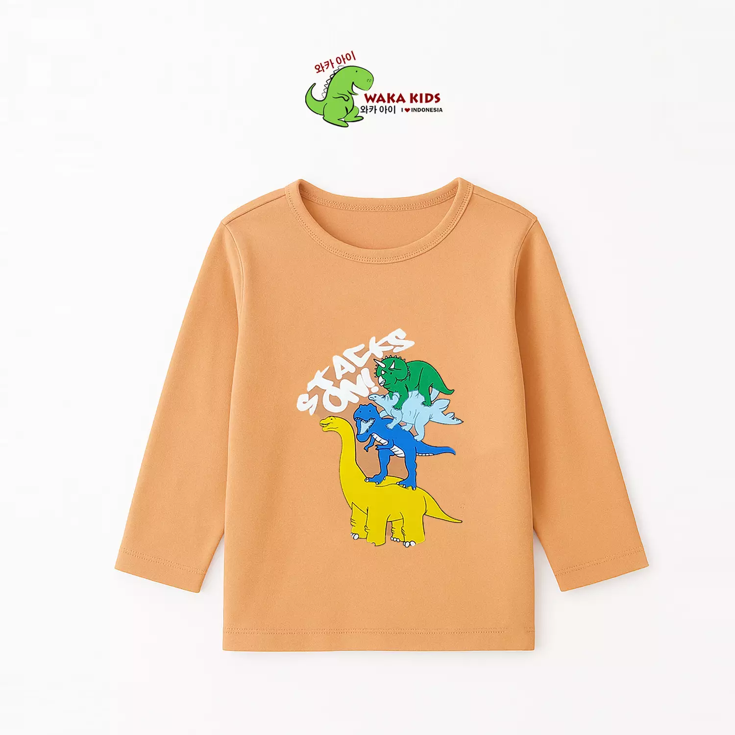 Wakakids Piyama Anak Cotton Setelan Baju Tidur Lengan Panjang Pajama Set Sleepwear Motif Dinosaurus Bahan Adem dan Lembut Venrz 4499