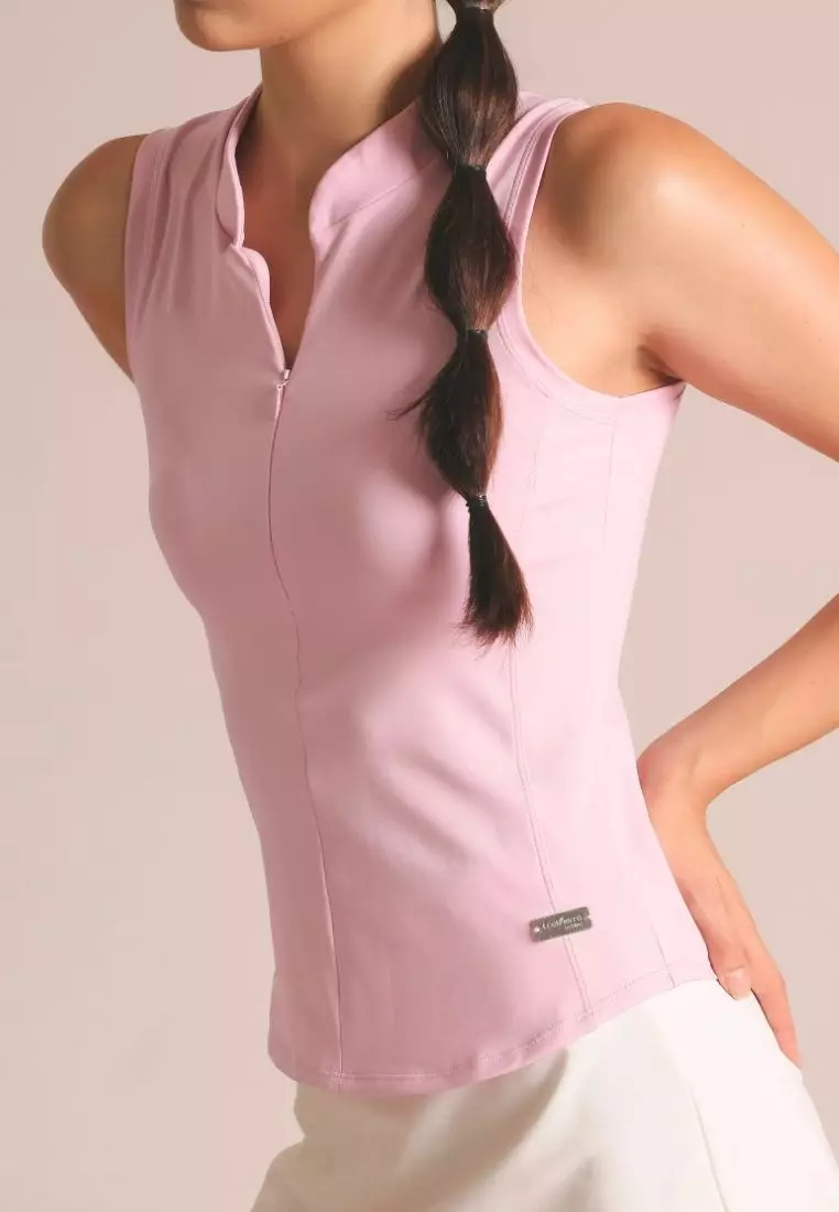 ZipRise Sleeveless Shirt - Blush Pink