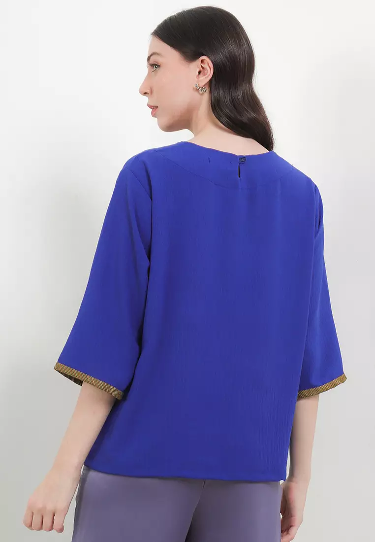 Lyra Blouse Lurik Top Lengan Pendek