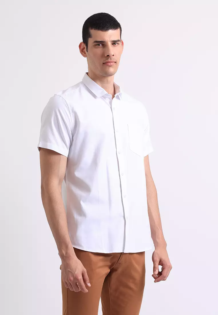 Manzone Kemeja Lengan Pendek Pria Slim Fit Kobe - White