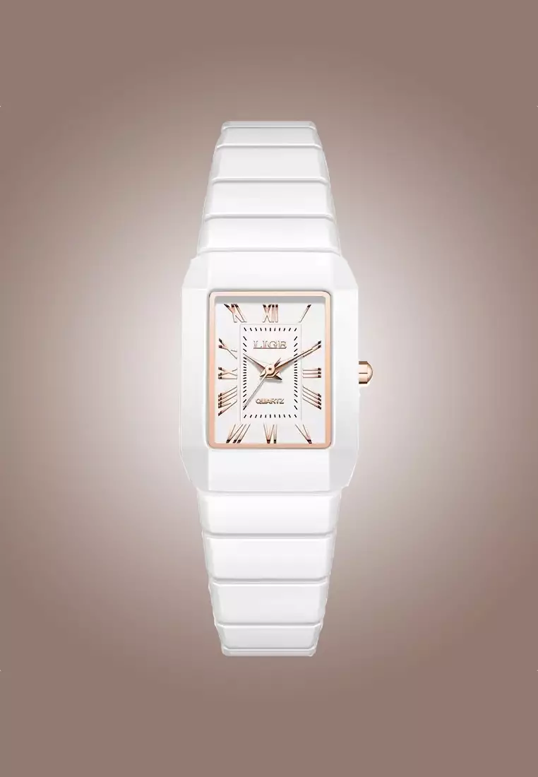 Ladies Ceramic Quartz Watch, 23x31mm, Ceramic Bracelet