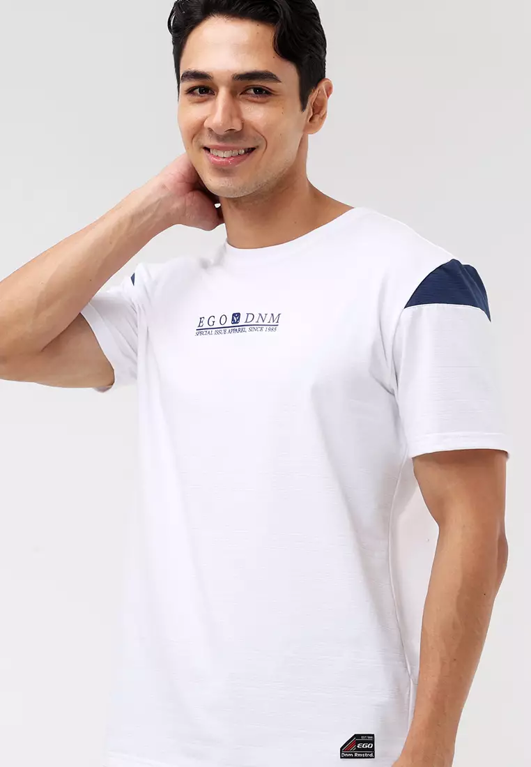 Round Neck Streaky Short Sleeves T-Shirt
