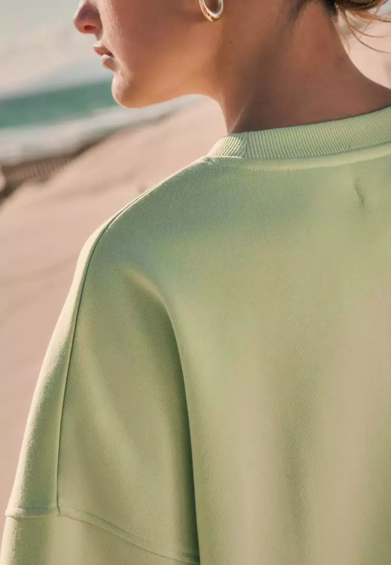 Relaxed Fit Boucle Summer City Graphic Print Sweatshirt