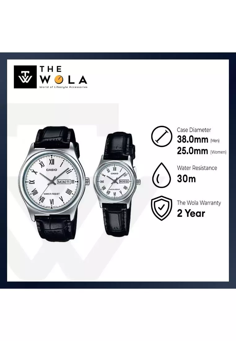 Couple Analog Watch MTP/LTP-V006L-7B Black Leather Strap
