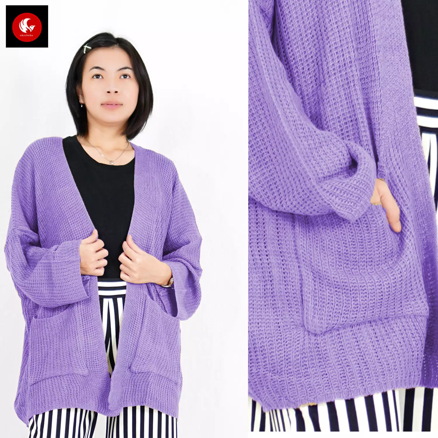 OKECHUKU Oversize Lavela Kardigan Wanita Jumbo Size Cardigan Rajut Big