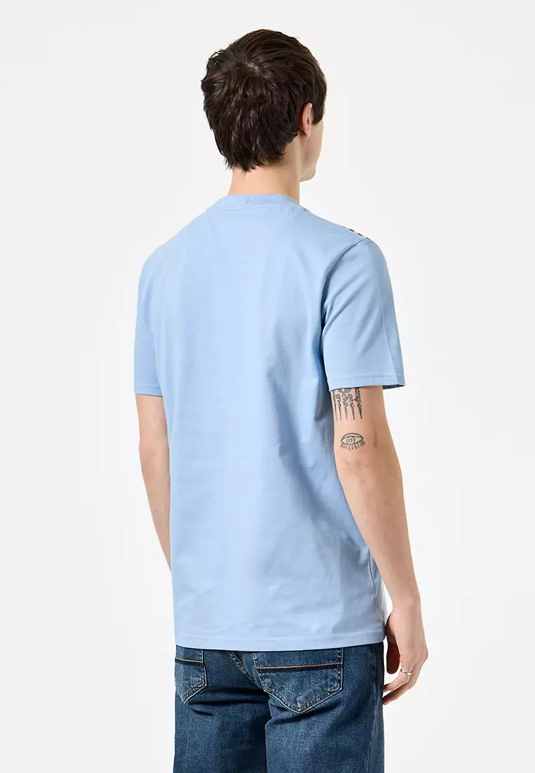 MENS SEA MARINE/MID HOUSE CHECK MANUEL TEE WITH CHECK PIPING